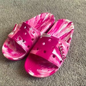 Pink marble Croc slides! Womens